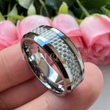 8mm Purple Carbon Fiber Inlay Wedding Band Ring