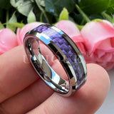 8mm Purple Carbon Fiber Inlay Wedding Band Ring