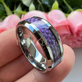 8mm Purple Carbon Fiber Inlay Wedding Band Ring