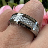 8mm Purple Carbon Fiber Inlay Wedding Band Ring
