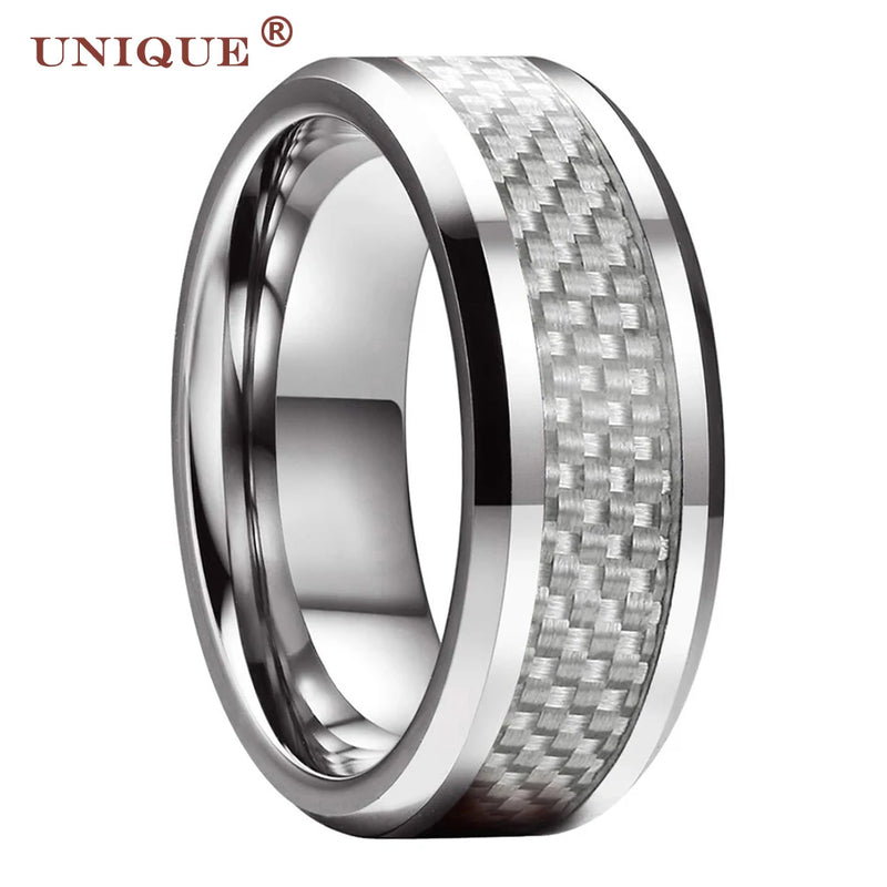 8mm Purple Carbon Fiber Inlay Wedding Band Ring