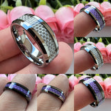 8mm Purple Carbon Fiber Inlay Wedding Band Ring
