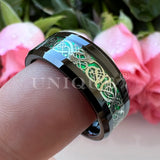 Dragon Ring 8mm Green Opal Inlay Beveled Edges Polished Finish