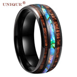 Koa Wood Inlaid Tungsten Mens Wedding Band