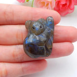 Labradorite Hand Carved Koala Pendant Bead 32x22x11mm