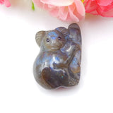 Labradorite Hand Carved Koala Pendant Bead 32x22x11mm