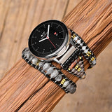 Labradorite Stone Watch Band BOHO 3 Wrap Wax Rope Vegan Strap