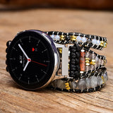 Labradorite Stone Watch Band BOHO 3 Wrap Wax Rope Vegan Strap