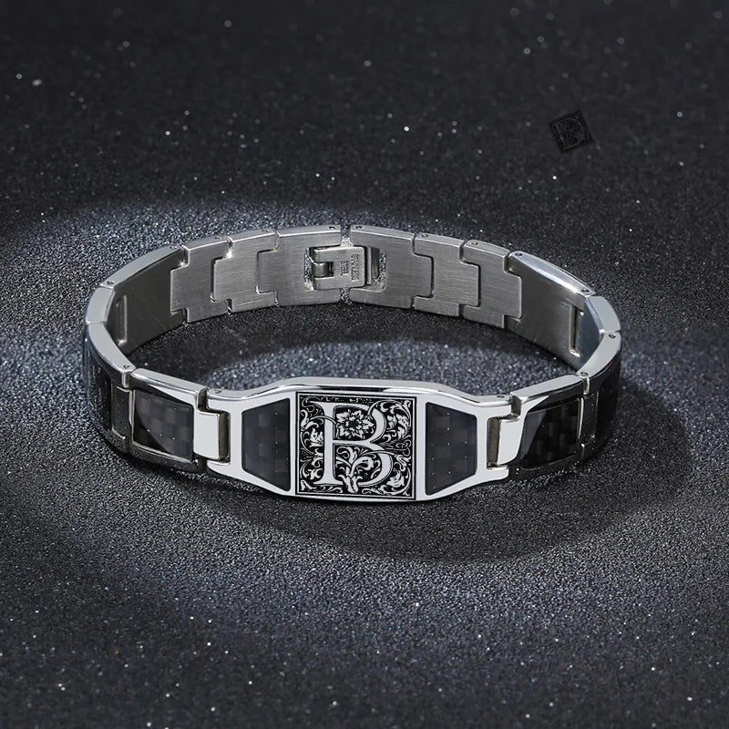 Men Letter Bracelet Stainless Steel ID Bracelet