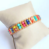 Natural Stone Beads Multicolor Leather Wrap Bracelet