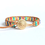 Natural Stone Beads Multicolor Leather Wrap Bracelet
