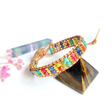 Natural Stone Beads Multicolor Leather Wrap Bracelet