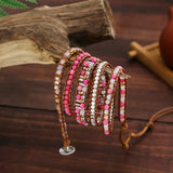 Stone Wrap Bracelet Geometric Crystal Hematite Copper Beads