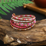 Stone Wrap Bracelet Geometric Crystal Hematite Copper Beads