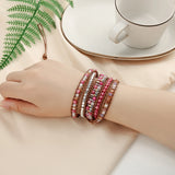 Stone Wrap Bracelet Geometric Crystal Hematite Copper Beads