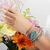 Mixed Gilded Stones 5 Strands Wrap Leather Bracelet