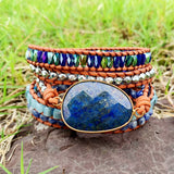 Natural Stones Charm 5 Strands Wrap Bracelet Boho Leather Jewelry