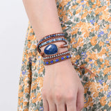 Natural Stones Charm 5 Strands Wrap Bracelet Boho Leather Jewelry
