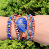 Natural Stones Charm 5 Strands Wrap Bracelet Boho Leather Jewelry