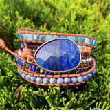 Natural Stones Charm 5 Strands Wrap Bracelet Boho Leather Jewelry