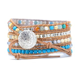 Mixed Stones Gilded Charm Wrap Bracelet Boho Leather Women Dropship