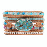 Gilded Stone Charm 5 Strands Wrap Bracelets Boho Women Bracelet