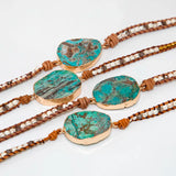 Mixed Natural Stones Gilded Stone Charm 5 Strands Wrap Bracelet