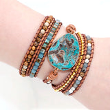 Mixed Natural Stones Gilded Stone Charm 5 Strands Wrap Bracelet