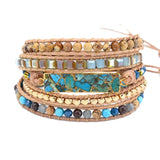 Mixed Stones Gilded Stone Charm 5 Strands Wrap Bracelet