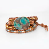 Mixed Natural Stones Gilded Stone Charm 5 Strands Wrap Bracelet