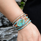 Gilded Stone Charm 5 Strands Wrap Bracelets Boho Women Bracelet