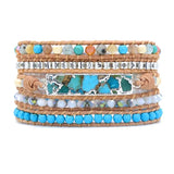 Mixed Stones Gilded Charm Wrap Bracelet Boho Leather Women Dropship