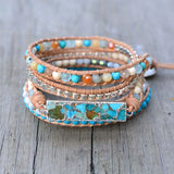 Mixed Stones Gilded Charm Wrap Bracelet Boho Leather Women Dropship