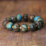 Mixed Natural Stones Ocean Jasper Beads Stretched Bracelet