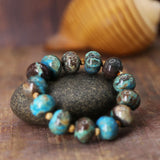 Mixed Natural Stones Ocean Jasper Beads Stretched Bracelet