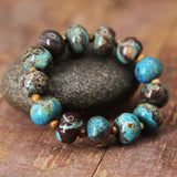 Mixed Natural Stones Ocean Jasper Beads Stretched Bracelet