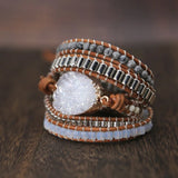 Natural Stones Quartz Druzy Charm 5 Strands Wrap Bracelets