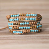 Mixed Turquoise Beads 5 Strands Wrap Leather Bracelet