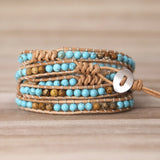 Mixed Turquoise Beads 5 Strands Wrap Leather Bracelet