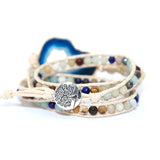 Ocean-jaspers Charm Wrap Bracelet Natural Stones Stone Beads Leather Bracelet