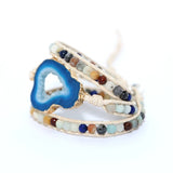 Ocean-jaspers Charm Wrap Bracelet Natural Stones Stone Beads Leather Bracelet