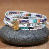 Tree Charm Friendship Wrap Bracelet with Jasper Crystal