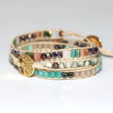 Tree Charm Friendship Wrap Bracelet with Jasper Crystal