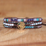 Tree Charm Friendship Wrap Bracelet with Jasper Crystal