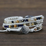 Mixed Shell Charm 3 Strands Wrap Bracelets for Women Natural Stone Boho Bracelet