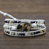 Mixed Shell Charm 3 Strands Wrap Bracelets for Women Natural Stone Boho Bracelet