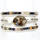 Mixed Shell Charm 3 Strands Wrap Bracelets for Women Natural Stone Boho Bracelet