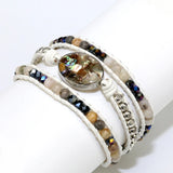 Mixed Shell Charm 3 Strands Wrap Bracelets for Women Natural Stone Boho Bracelet