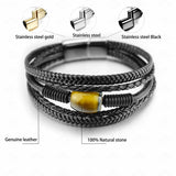 Multilayer Leather Bracelet with Natural Stone for Men