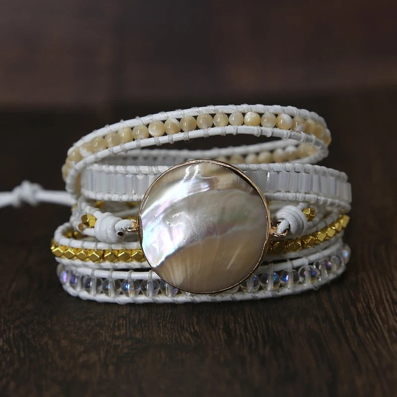 Natural Shell Charm 5 Strands Wrap Bracelet for Women